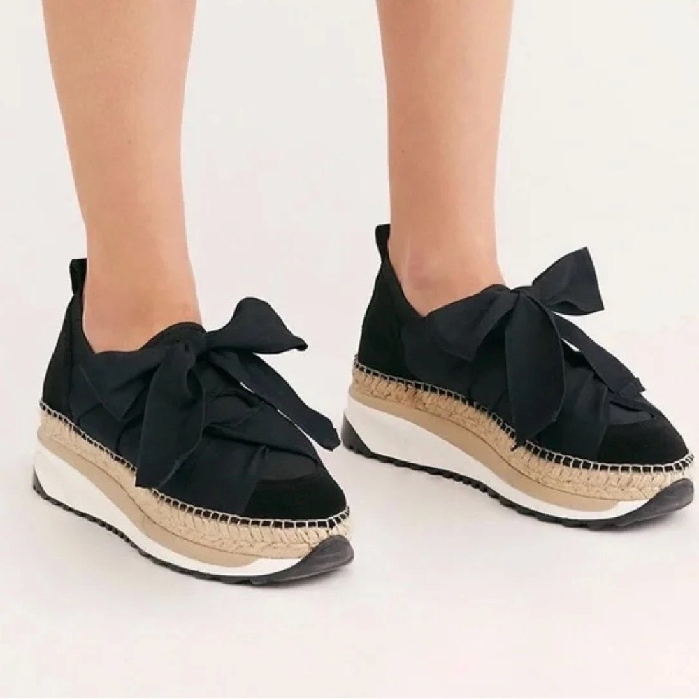 Free People Black Espadrille Sneakers with Bow